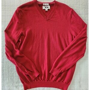 Joseph Abboud 100% Extra Fine Wool V‎ Neck Sweater Size L Brick Red